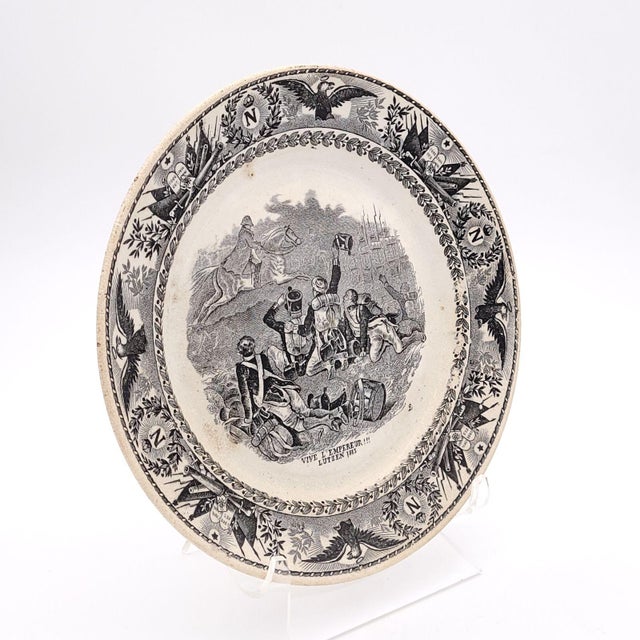 Plate With Napoleonic Military Scene by Société Céramique Maestricht, 19th Century For Sale - Image 4 of 7