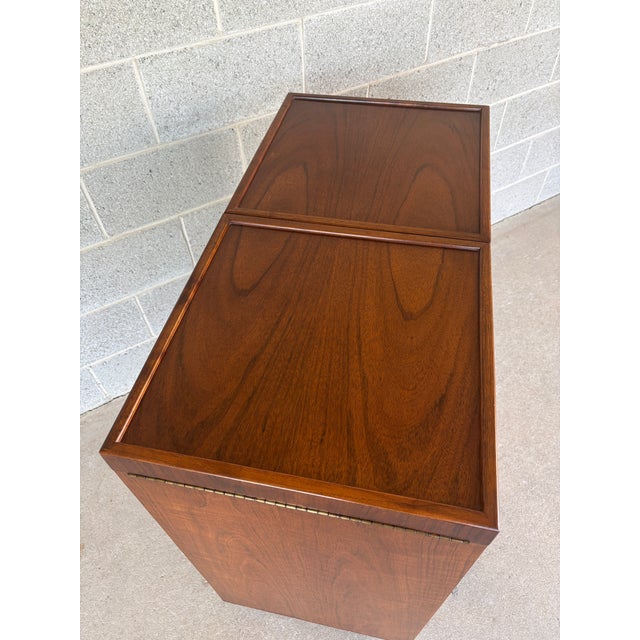 Mid-Century Modern Jack Cartwright for Founders Mid Century Modern Walnut & Cain Door Bar Cart For Sale - Image 3 of 16