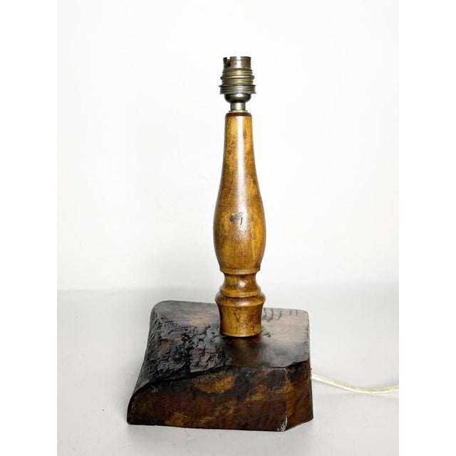 Vintage Brutalist Wooden Table Lamp, France, 1960s For Sale - Image 14 of 17