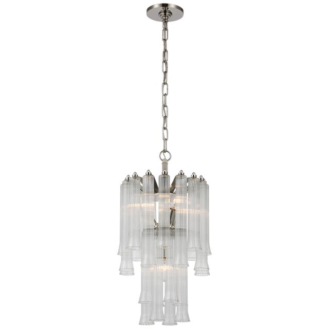 Visual Comfort Julie Neill for Visual Comfort Signature Lorelei Petite Waterfall Chandelier in Polished Nickel with Clear Glass For Sale - Image 4 of 7