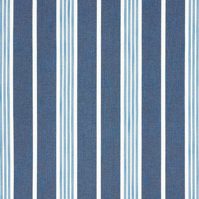 Sample - Schumacher Hampton Stripe Indoor/Outdoor Fabric, Indigo For Sale