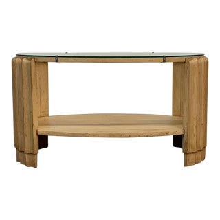 1960s Fluted wood and glass coffee table For Sale