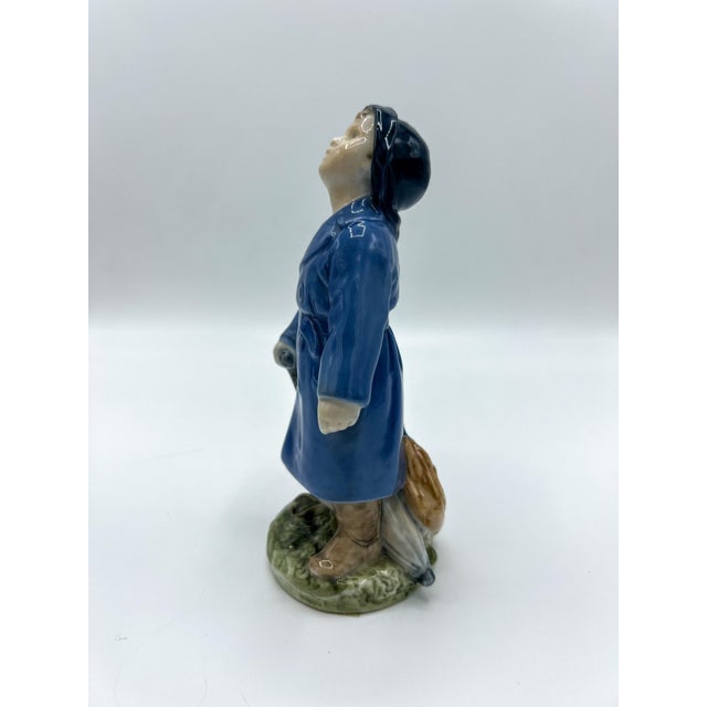 Figurative 1960s Royal Copenhagen Porcelain Figurine “Boy With Umbrella” For Sale - Image 3 of 7