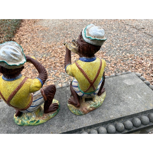1960s Pair of Italian Glazed Terracotta Monkeys For Sale - Image 14 of 14