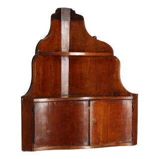 19th Century Hanging Walnut Corner Cabinet, Italy For Sale