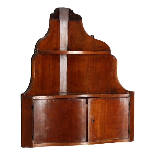 19th Century Hanging Walnut Corner Cabinet, Italy For Sale