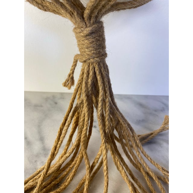 Contemporary Vintage Boho Macramé Plant Hanger in Natural Fiber — Large Hanging Planter, 1970s For Sale - Image 3 of 8