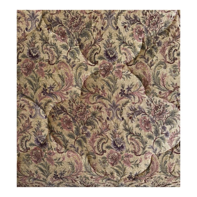 King Tapestry Floral Chenille Comforter – Gold & Plum Scrolls, Luxury Weight For Sale