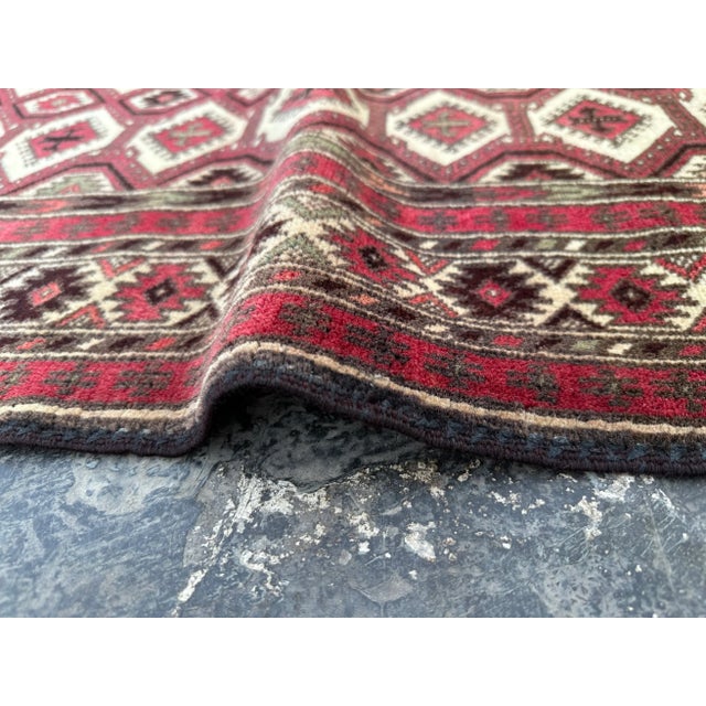 1950s Vintage Baluch Hand Knotted Zahir Shahi Pattern Rug For Sale - Image 5 of 7