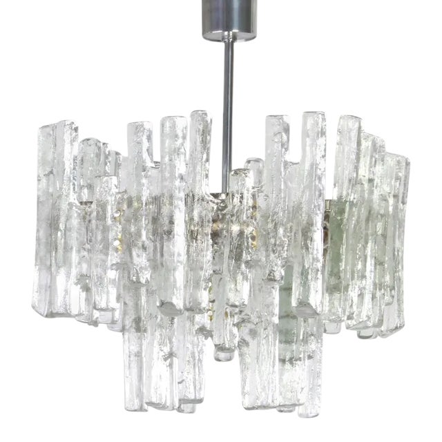 Large Austrian Murano Ice Glass Chandelier from Kalmar, 1960s For Sale