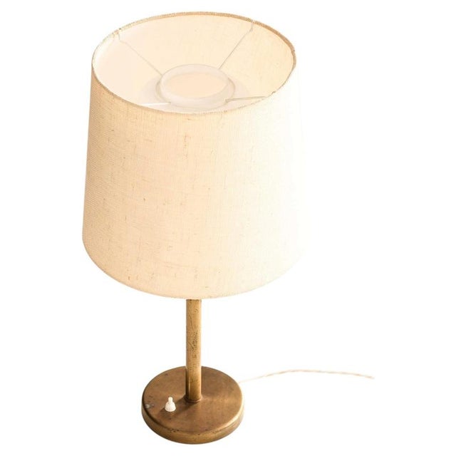 1950s Scandinavian Modern Table Lamp in Brass and Opaline Glass, 1950s For Sale - Image 5 of 5