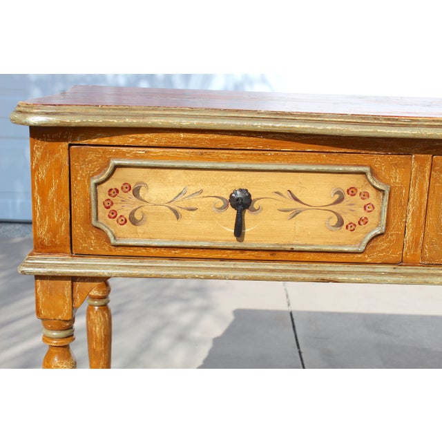 Italian Florentine Style Paint-Decorated Console Table For Sale - Image 13 of 14