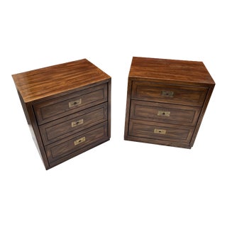 1970s Vintage Campaign Night Stands - a Pair For Sale