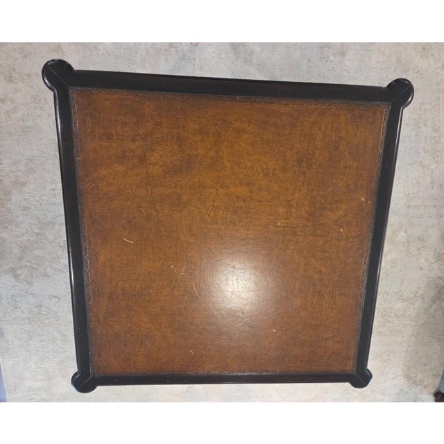 Wood 1980s Faux Bamboo Leather Top Mahjong Table For Sale - Image 7 of 14