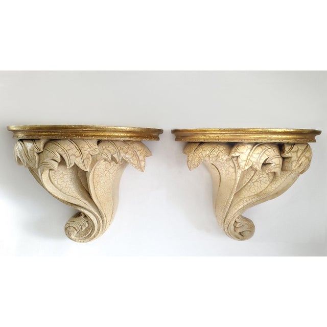 Corbel Wall Sconce Shelves - Extra-Large Pair Antique Style For Sale - Image 9 of 11
