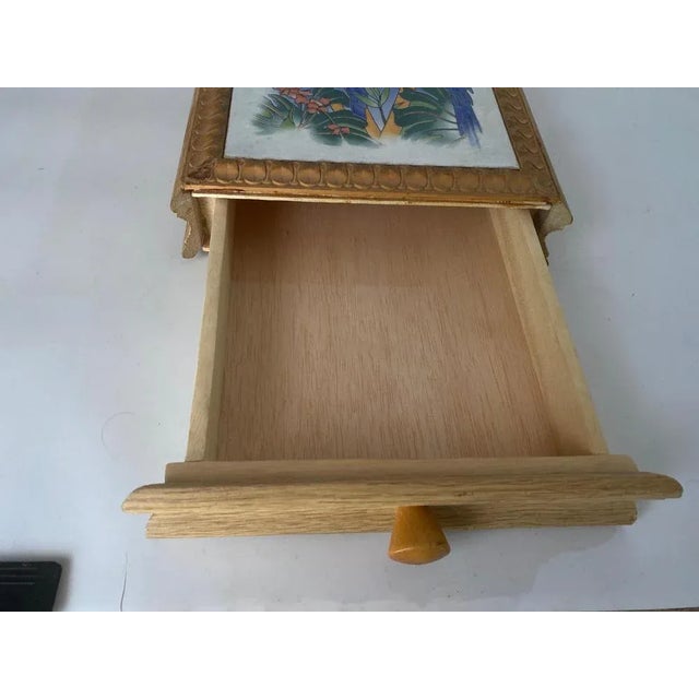 Ceramic Center Table or Trivet with a Wood Box, France, 1960s For Sale - Image 6 of 13