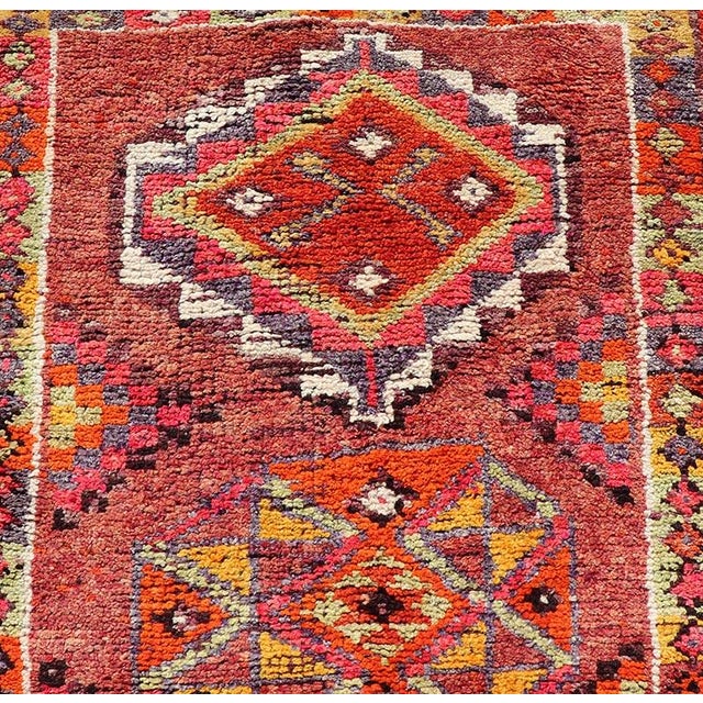 Vintage Turkish Oushak Runner With Medallions in Purple & Multi Colors 3' X12'10 For Sale In Atlanta - Image 6 of 12