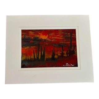 “Desert Afterglow” Original Mixed Media Painting by Nancy Smith For Sale