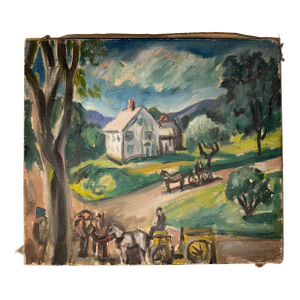 Beautiful Wpa Social Realism Style Vintage Landscape Painting