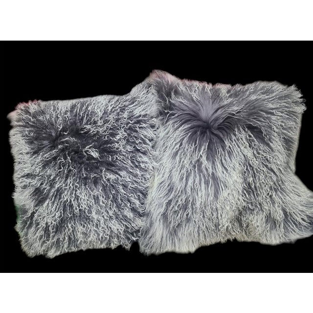 Mon Chateau Pair of Tibetan Lamb Fur Throw Pillows For Sale In Seattle - Image 6 of 6