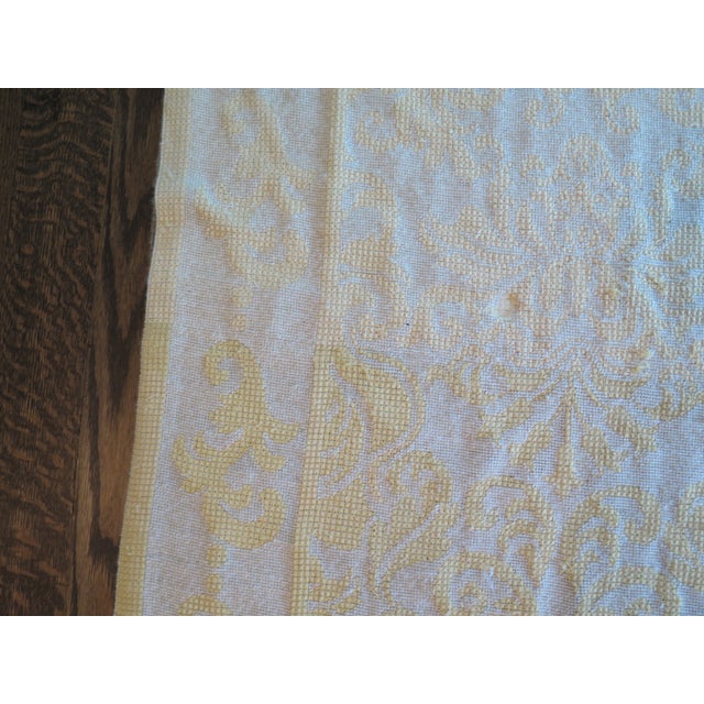 Palatial Approx 14 X 25 Yellow Damask Print Vintage Rug For Sale - Image 4 of 10