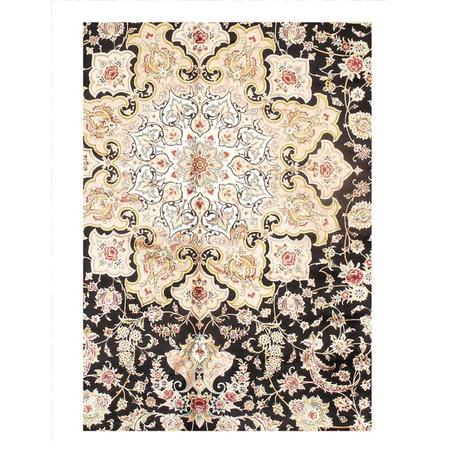 Persian Qum Design Viscose on a cotton foundation with a medallion This rug has a dense, soft pile, and excellent quality,...