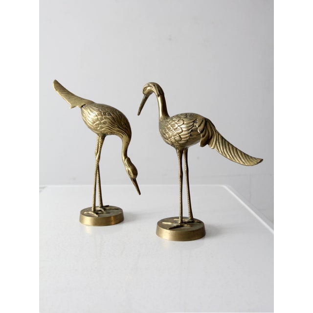 Brass Mid Century Brass Cranes Figurines Pair For Sale - Image 8 of 12