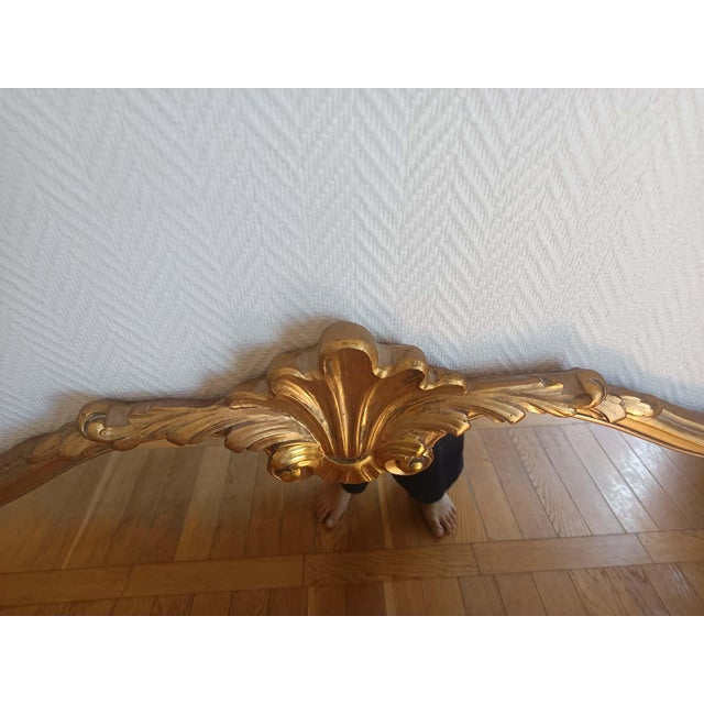 Gold Large Louis XV Style Giltwood Mirror, 1970s For Sale - Image 8 of 15