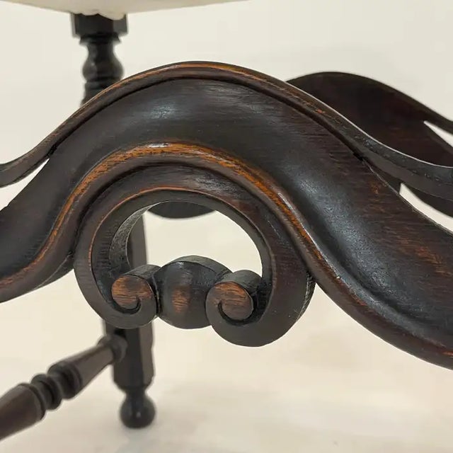 19th Century Italian Baroque Carved Stool or Bench, Linen and Oak, Italy 1800s For Sale - Image 9 of 12