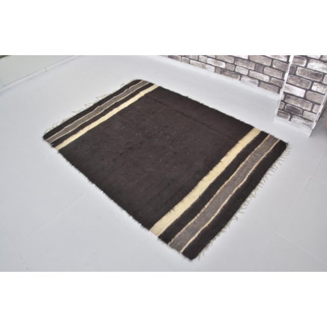 Black Vintage Anatolian Angora Wool Rug For Sale - Image 4 of 10