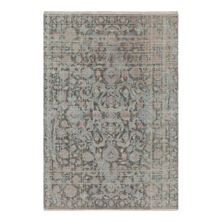 Rug & Kilim’s Persian Style Modern Rug in Gray With Polychrome Floral Patterns For Sale