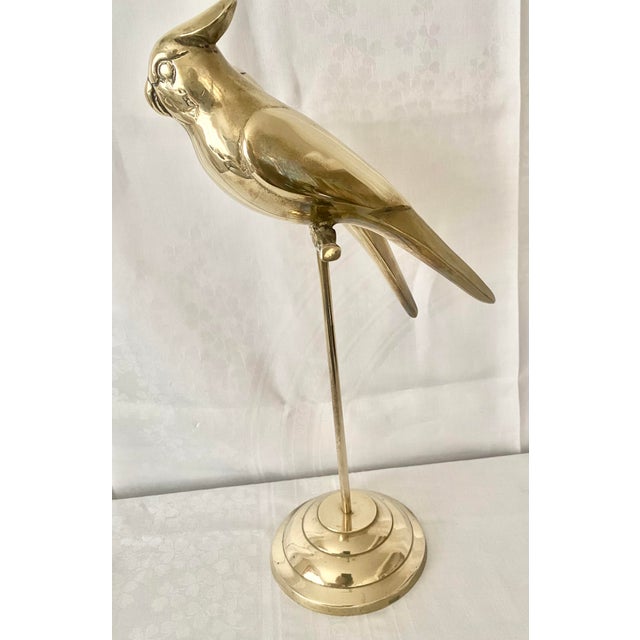 Mid-Century Hollywood Regency Solid Brass Lovebirds on Perch Stand For Sale - Image 4 of 16