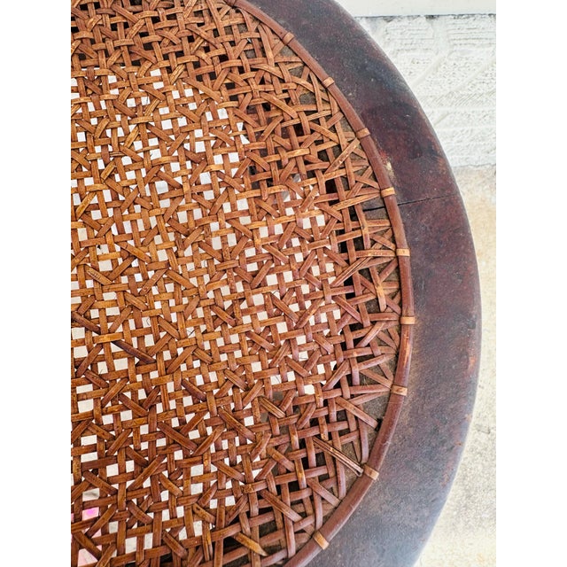 Petite Antique Cane-Top Footstool or Plant Stand Overview: This charming and well-aged miniature piece blends fine...