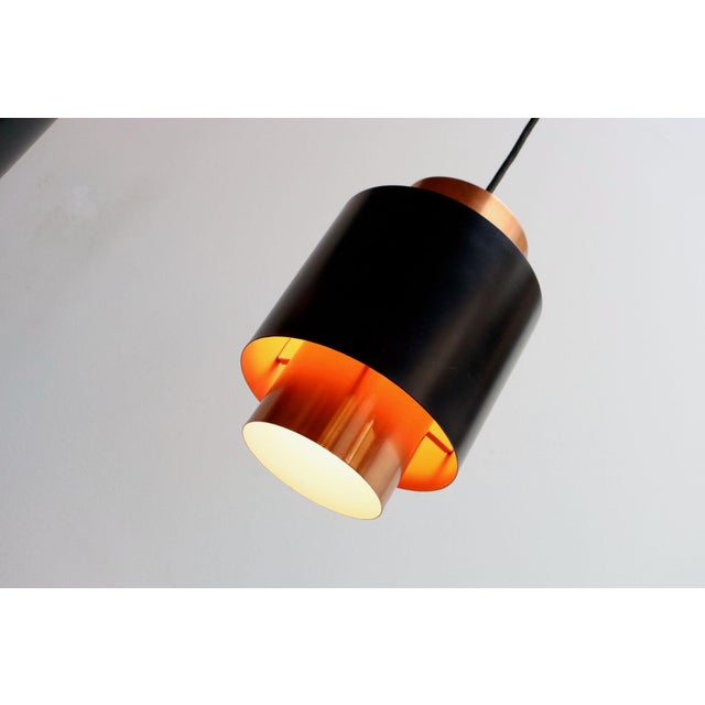Black Set of Three Danish Tunika Copper Pendant Lamps by Jo Hammerborg for Fog & Mørup For Sale - Image 8 of 12
