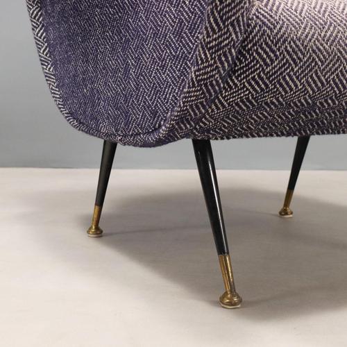 Metal Vintage Armchairs in Fabric, Metal and Brass, 1950s-1960s, Set of 2 For Sale - Image 7 of 10