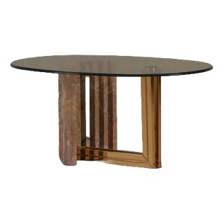 Marble and Brass Coffee Table by Italo Valenti, Italy, 1970s For Sale