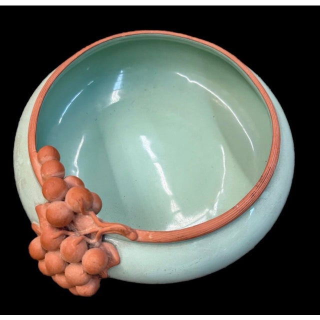 Vintage Mid Century Grapes Green Studio Pottery Bowl 12” Excellent condition lightly used This vintage mid-century green...