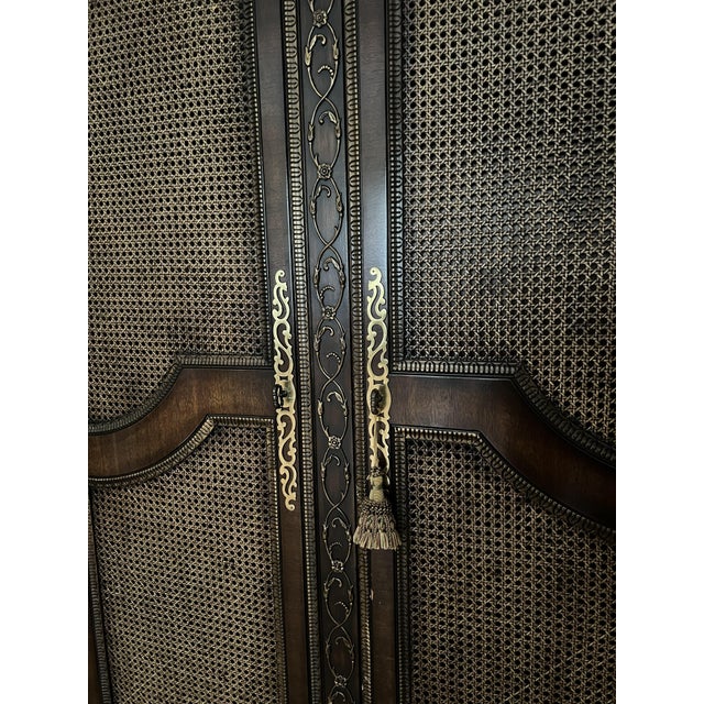 Wood Late 20th Century Ej Victor French Louis XVI Style Wood and Cane Armoire For Sale - Image 7 of 12