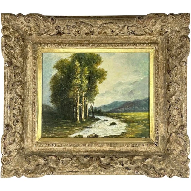 Shabby Chic 1955 Original River Landscape Oil on Canvas by Marg Le Bailly – Signed & Dated For Sale - Image 3 of 11