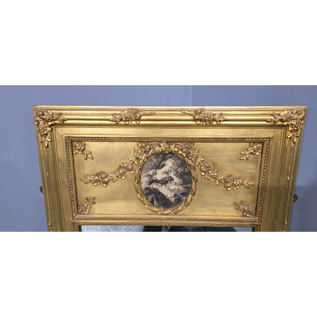 Paint French Gilt Trumeau Mirror, 1880 For Sale - Image 7 of 12