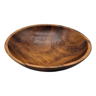 Hand-Turned Tulip Poplar Wood Bowl, Natural Grain, 10.5" For Sale
