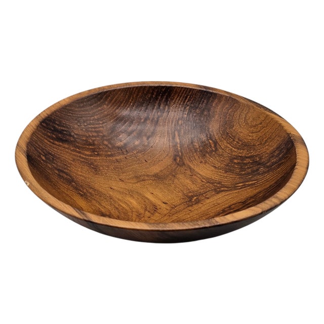 Hand-Turned Tulip Poplar Wood Bowl, Natural Grain, 10.5" For Sale