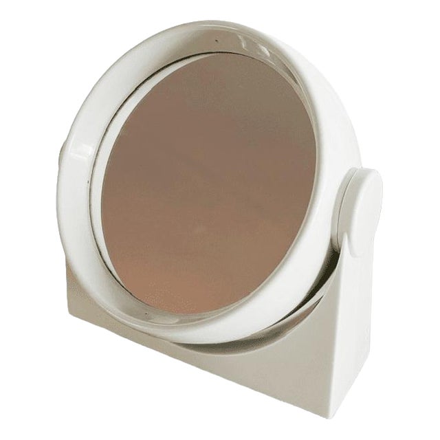 Mid-Century Space Age White Double-Sided Vanity Mirror, 1970s For Sale