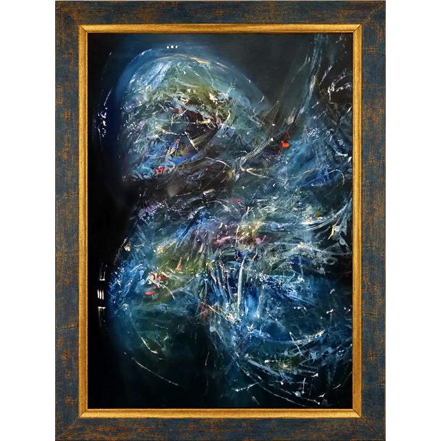 Blue Ovidiu Kloska, Angel Waiting 239, Acrylic on Canvas, Framed For Sale - Image 8 of 8