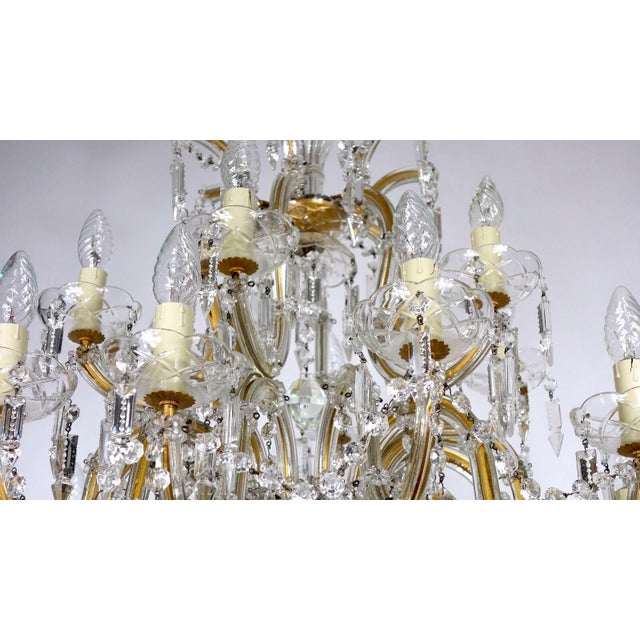 Gold Crystal 18-Light Chandelier, 1990s For Sale - Image 8 of 17