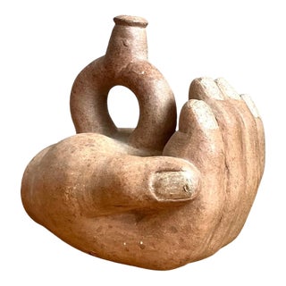 Vintage Sculptural Terracotta Vase For Sale