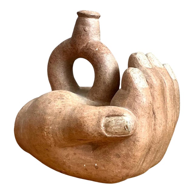 Vintage Sculptural Terracotta Vase For Sale