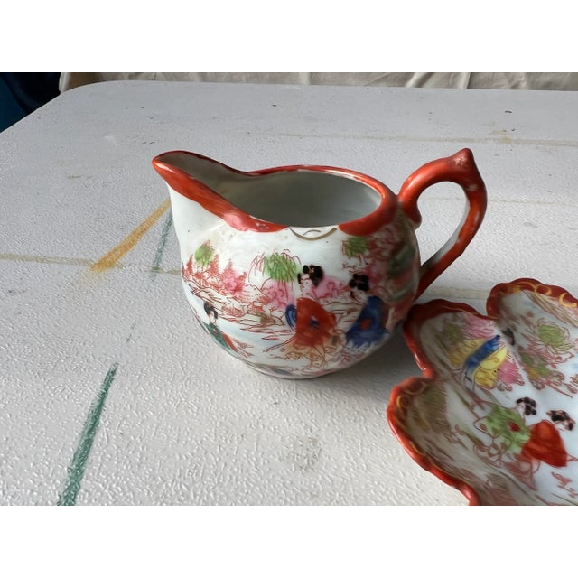 Ceramic 1970s Asian Chinoiserie Plate and Pitcher Set- 2 Pieces For Sale - Image 7 of 12