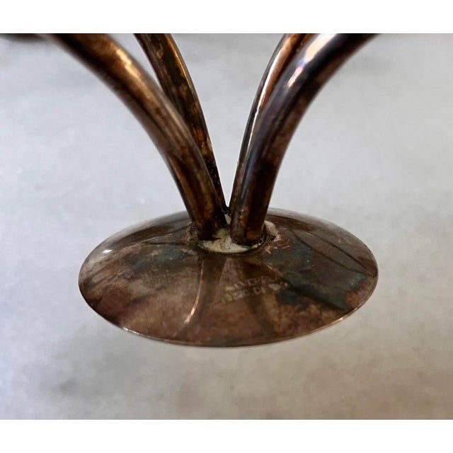 Vintage Berg of Denmark Mid Century Silver Plated Candlestick Holder For Sale - Image 11 of 11