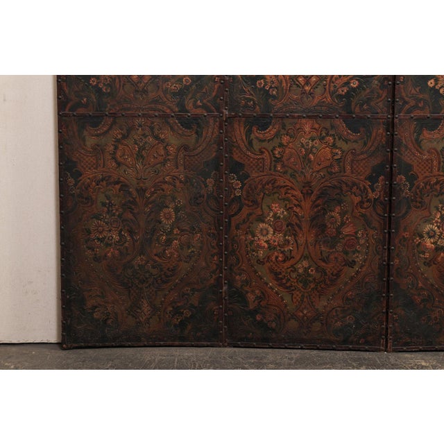 Italian Mid 20th Century Italian Leather Room Divider, 9.5' X 7' Tall For Sale - Image 3 of 13